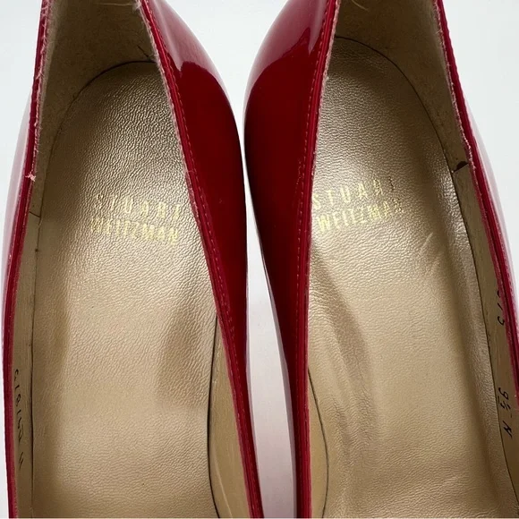 Stuart Weitzman Red Patent Leather Pumps Size 9.5 N - Picture 4 of 13